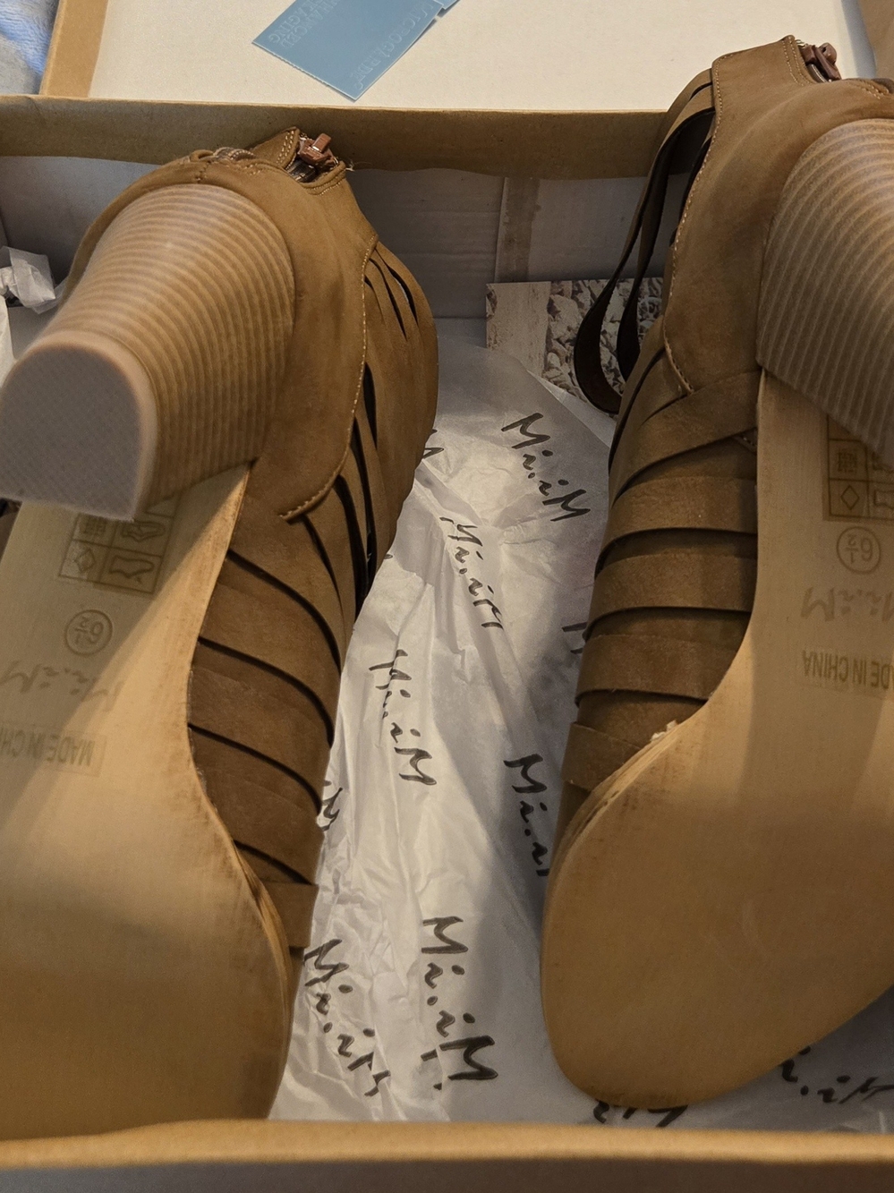 Miracle Miles Urban-04 brown strappy cutout ankle booties. - Picture 2 of 4